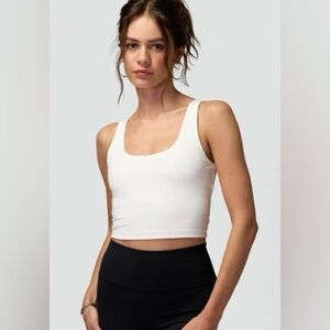 Spiritual Gangster Indie Crop Tank White Size Small Scoop Neck Built In Bra NWT